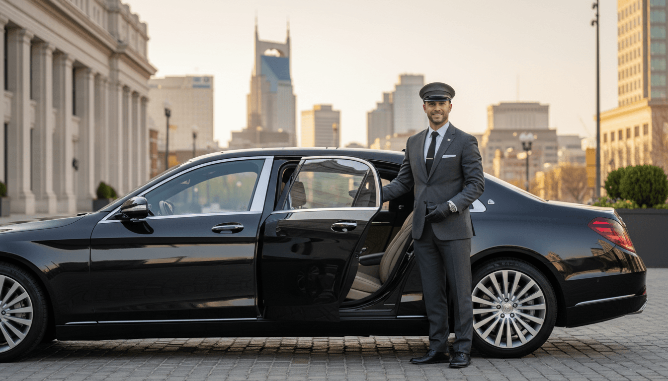 Professional chauffeur providing luxury transportation service