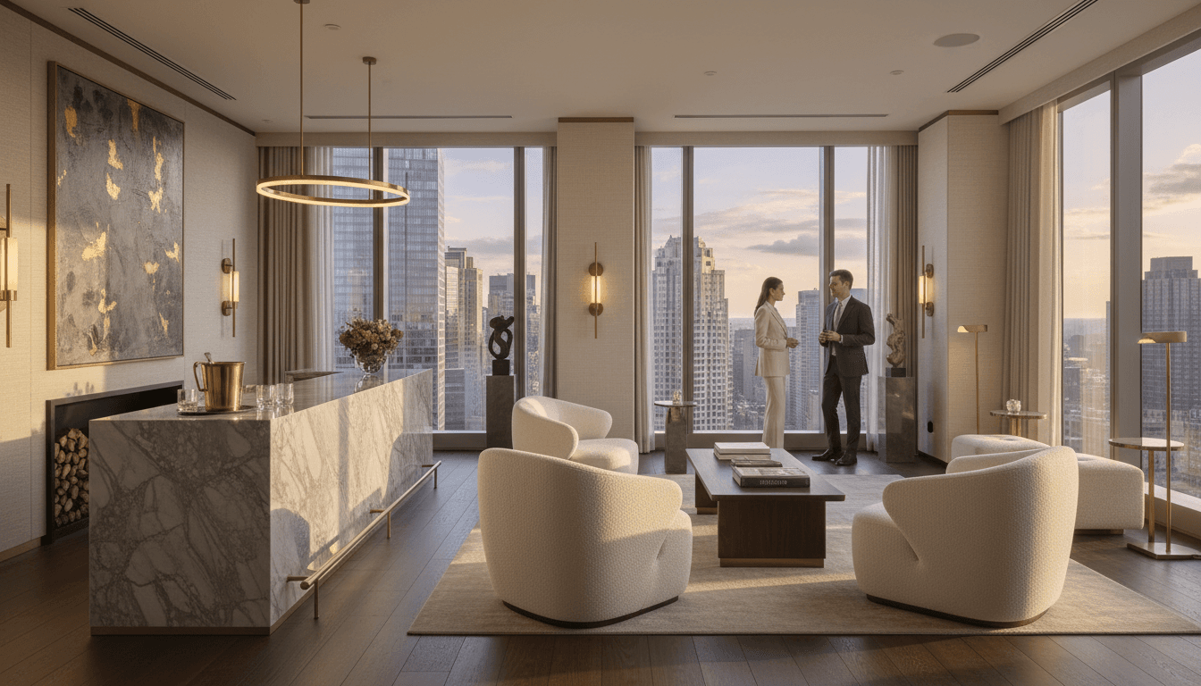 Professional concierge greeting clients at an upscale Nashville rooftop venue during golden hour