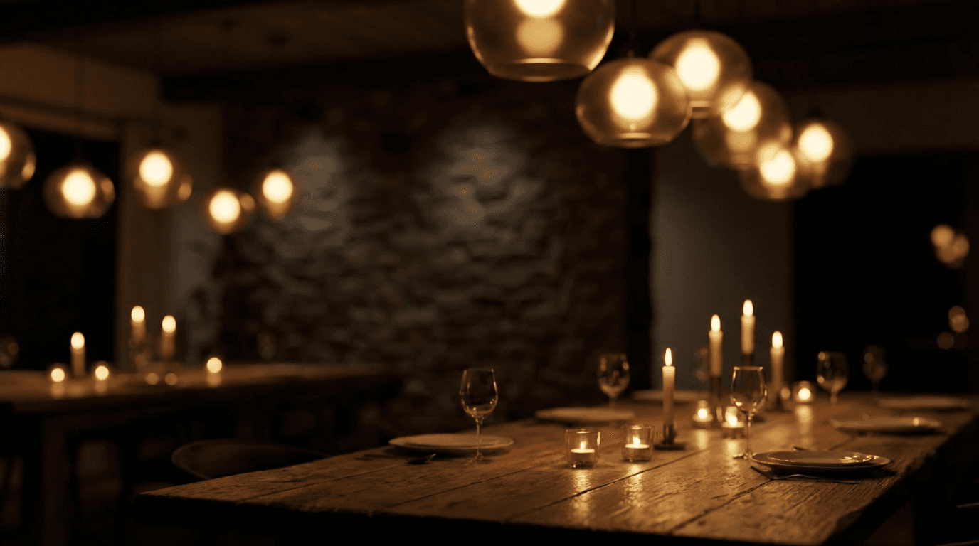 Intimate dinner party table setting with elegant place settings