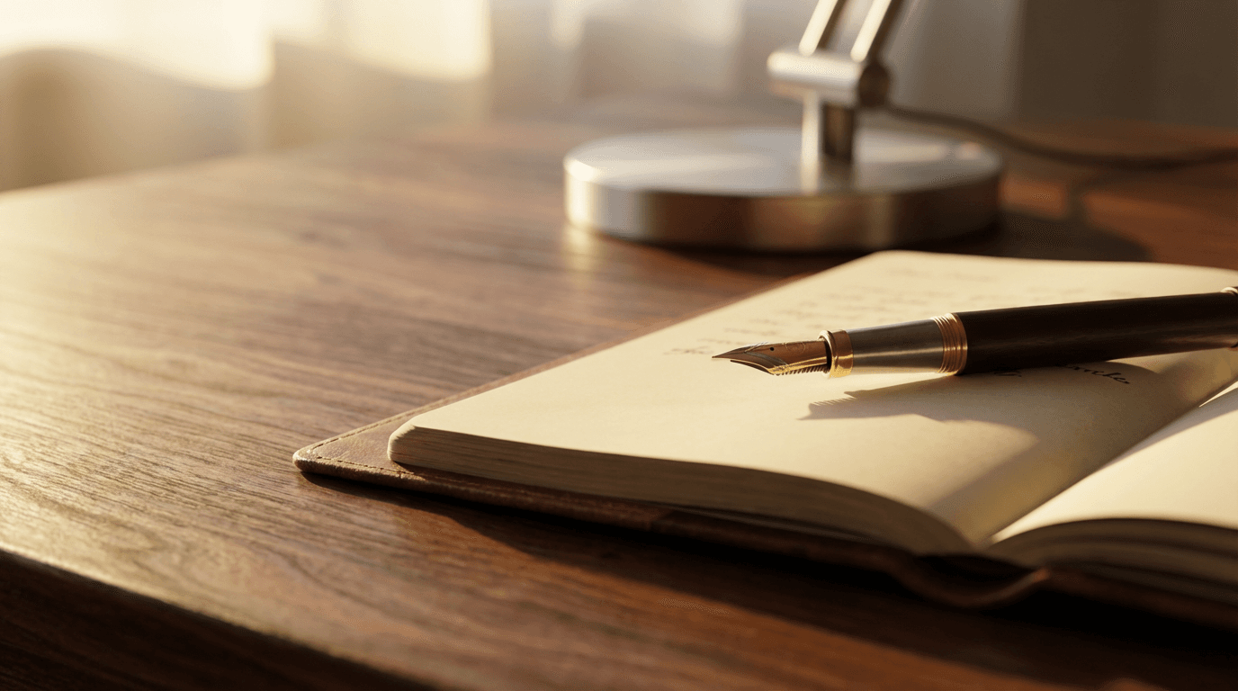 Concierge hand writing detailed plans in luxury planner